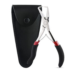 Pinzas Alicates para extensiones de cabello Herramienta para abridor de anillo Alicates de acero inoxidable con mango de goma doble Alicates de extensión de agarre - Product Image 1