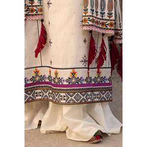 Conjunto de traje de mujer de 3 piezas sin coser, bordado con Zari Jacquard, con dupatta de tela estampada en oro CL-52525 - Product Image 1