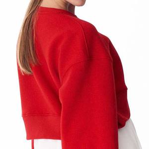 Femmes Crop Top Solide Décontracté Polyester Coton Terry Anti Rétractable 300g Doublé Broderie Hiver - Product Image 6