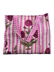 Sac fourre-tout en coton matelassé à imprimé artisanal pour femmes, sac de shopping fait à la main, sac à bandoulière matelassé - Product Image 2