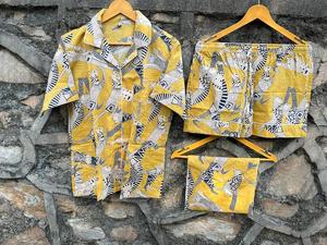 Jaipuri, conjunto de pijama hecho a mano con estampado de bloques, ropa de noche para cubrir la playa, vestido de mujer, conjunto de pijama con bolsa, camisa de noche de algodón de verano - Product Image 6