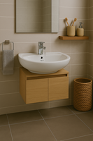 Lavabo rond en céramique blanc 18x13 de United Industries, avec une construction durable pour la salle de bain à domicile, luxe minimaliste