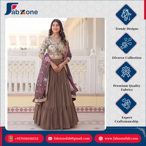 Faux Georgette <b>Fabric</b> <b>Sequins</b> Embroidered Blouse Women's Fully Flaired Lehenga Choli with Digital Printed Dupatta - Product Image 2