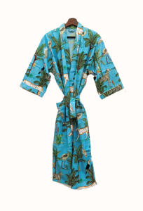 Kimono de algodón estampado hecho a mano indio, bata de noche suave y cómoda para mujer - Product Image 2