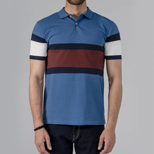 Polo à blocs de couleur pour hommes Style Rugby rayé 100% coton à manches courtes Golf ou décontracté haut d'été hommes Polo t-shirts - Product Image 1