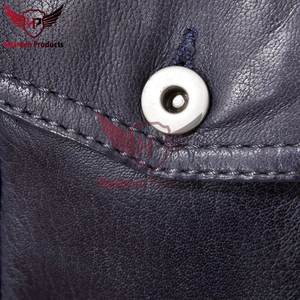 Chaqueta de camionero de cuero azul marino con estilo clásico para hombre, ropa de abrigo personalizable para invierno de alta calidad - Product Image 5