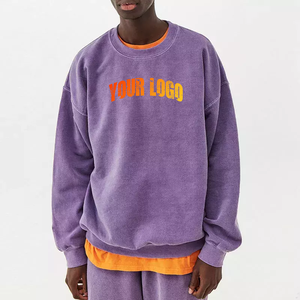 Venta al por mayor 100% algodón Streetwear ácido lavado sudaderas de gran tamaño suelto hombres sudadera en blanco personalizado impreso hombres sudadera - Product Image 1