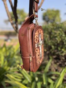 New Arrival Stylish Trending Multi-Use <b>Hand</b> Tooled Leather Shoulder <b>Bag</b> Easy <b>Carry</b> Zip Travel Hair Hide Fur Fashionable Handbag - Product Image 3