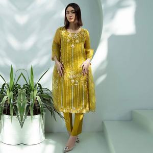 2022 vente chaude travail manuel traditionnel moderne en mousseline de soie indien pakistanais ethnique Salwar Kameez pour une tenue de fête de mariage formelle pour - Product Image 5
