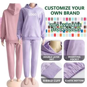 Venta al por mayor logotipo personalizado Unisex entrenamiento Jogging ropa deportiva trajes con capucha y Jogger chándal Conjunto Polar chándal personalizado - Product Image 2