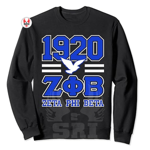 Zeta SHIELD chenille เสื้อกันหนาวผ้าฝ้ายปักลายภาษากรีก, เสื้อสวมหัวสีฟ้าสำหรับผู้หญิง - Product Image 6
