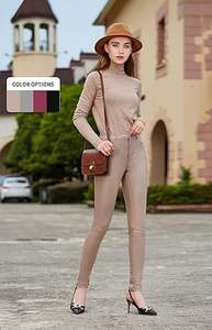 Hiver personnalisé taille haute femmes décontracté Faux cuir imperméable coupe-vent droit Leggings extensible jegging poches régulier - Product Image 2