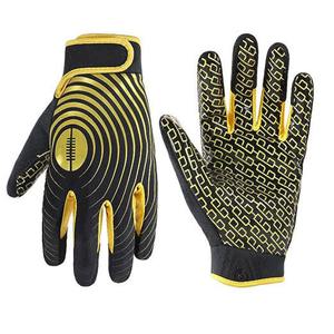 Gants de football américain pour enfants de marque personnalisée stock de gros cuir synthétique doré revêtement silicone grande adhérence antidérapant - Product Image 5