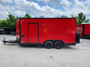 Remolque de comida móvil rojo de 8.5' x 16' con aislamiento térmico en venta - Product Image 3