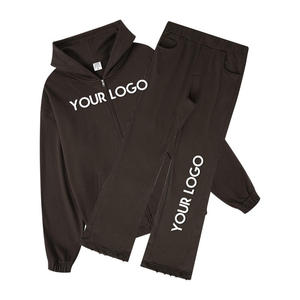 Survêtements personnalisés en gros avec logos, poids lourd, 100% coton, 380 400 g/m², sweats à capuche et pantalons de jogging avec fermeture éclair, ensembles de survêtements pour hommes - Product Image 4