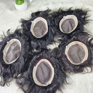 Fine Mono Base Hair Extension para hombres European Remy Hair Kinky Straight Style Peluca de cabello humano de alta calidad - Product Image 5
