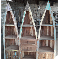 Meuble Bar Moderne de Luxe en Bois de Mangue Écologique, Design Bateau Élégant pour Rangement Cuisine Maison Hôtel, Ensemble de Mobilier de Bar