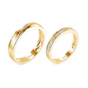 Juego de Anillos de Compromiso Jeulia con Baño de Oro, Diseño de Onda Cruzada para Pareja - Product Image 2