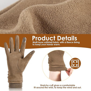 Guantes de Fútbol Americano para Invierno, Cálidos, de Algodón Jacquard, con Forro Interior Suave, Transpirables, con Pantalla Táctil, para Uso Diario Informal - Product Image 3