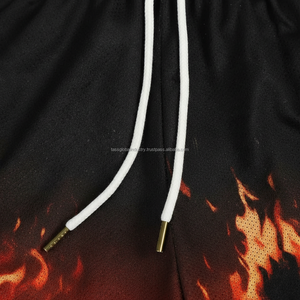 Shorts de basketball pour hommes respirants, personnalisables OEM, bleus, pour l'été, 100 % polyester, séchage rapide, écologiques, avec cordon de serrage - Product Image 5