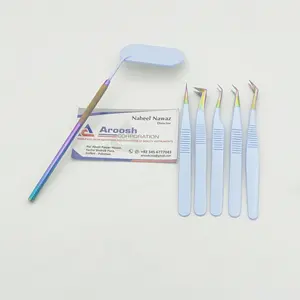 Pinzas para pestañas Dumont de acero inoxidable sostenibles al por mayor, multipunta recubierta de color azul bebé con logotipo personalizado - Product Image 4