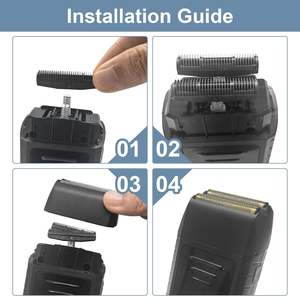 Paquete de 2 cabezales de repuesto negros para afeitadora eléctrica recargable, con doble y triple cuchilla, impermeables, lavables, con alimentación USB - Product Image 3