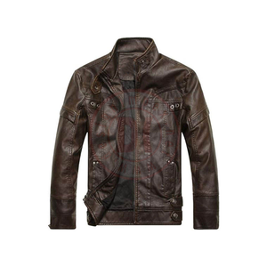 Veste en cuir d'hiver pour homme à col montant respirant avec logo sur le devant, tailles et couleurs personnalisées, vente directe d'usine - Product Image 1