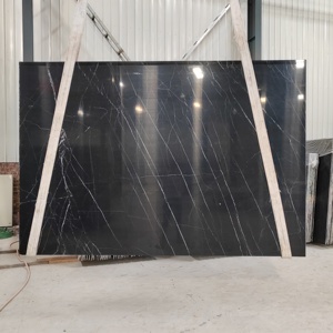 Nero <span class=keywords><strong>Marquina</strong></span> ubin lembaran marmer hitam dipoles batu bertautan alami yang digunting untuk lantai, pelapis dinding atas meja - Product Image 1