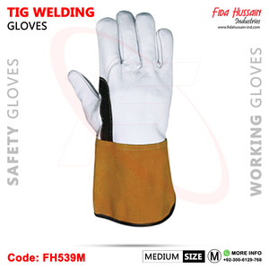 Guantes de cuero OEM para soldar TIG, protección personalizada contra el calor y el fuego, brazalete de seguridad de piel de vaca dividida, altamente recomendado - Product Image 5