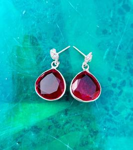 Pendiente de rubí de Plata de Ley 925, hermoso pendiente de mujer. - Product Image 3