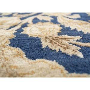 Tapis rectangulaire en laine et soie noué à la main, motif floral bleu aurore, pour salon, voiture, couloir, design abstrait/floral en puzzle - Product Image 3