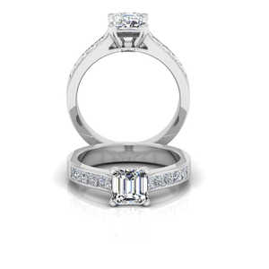 Bague de fiançailles en moissanite taille radiant, sertie invisible, élégante et stylée, alliance de mariage - Product Image 6