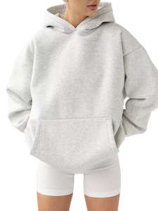 Sweat à capuche en molleton d'hiver pour femmes surdimensionné en gros bleu sweat ample avec poches avant entraînement de rue et vêtements de jogging - Product Image 4