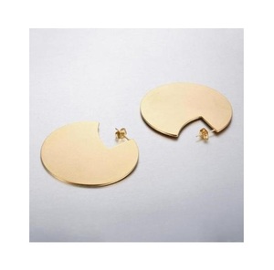 Pendiente de Metal Hecho a Mano, Joyería Tri Circle de Latón, Color Dorado, para Mujer - Product Image 2
