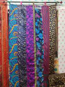 Indien Vintage Bleu Soie Sari Boucle Rideau Décor À La Maison Tissu Cantonnières pour Chambre Salon Salle À Manger et Bureau - Product Image 3