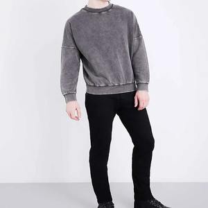 Moda personalizada de los hombres de algodón pesado Streetwear sudaderas lavado ácido Vintage pulóver Jersey - Product Image 3