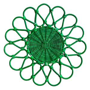 Elegante Floral redondo ratán cargador placa envío rápido manteles individuales ratán Natural hecho a mano para comedor ratán mantel para boda - Product Image 4