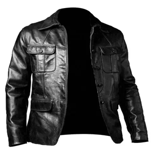 2025 Leather <b>Jacket</b> for Men Motorcycle Fashion Trend <b>Slim</b> <b>Fit</b> Custom Leather <b>Jacket</b> Oversize Stand Neck Men's Leather <b>Jacket</b> - Product Image 1