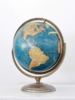 Globe terrestre Art Déco fait main vintage, objet décoratif éducatif de géographie, décoration de bureau, ornement de bureau, Circa