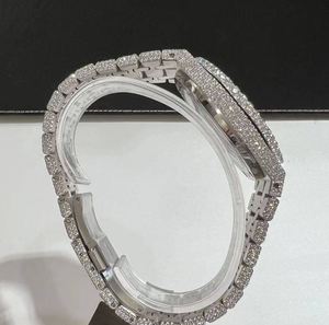 Montre-bracelet mécanique automatique de luxe pour hommes avec diamant Moissanite VVS bande en acier inoxydable Hip Hop bijoux Style buste glacé - Product Image 4