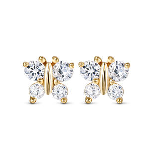 Jeulia Fluttering Butterfly Sterling <b>Silver</b> <b>Stud</b> Earrings for Girls Rose Gold Plated with Zircon - Product Image 1