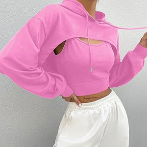 Nouveauté : Sweat-shirts courts pour femmes, respirants, anti-boulochage, décontractés pour l'hiver, prix bas, logo frontal, sweat-shirts courts - Product Image 4