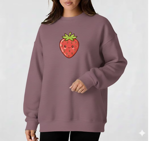 Women Oversized Mockneck Sweatshirt Regular Sleeve Cotton Fleece Eco-Friendly Casual Winter Streetwear Badge Sequined - Product Image 1