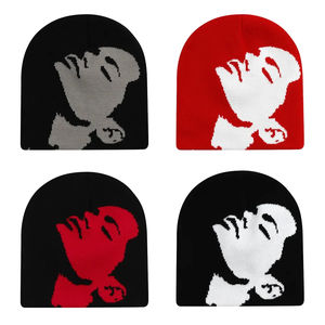 Gorro de Punto Unisex Personalizado Estilo Y2K Hip Hop |   Gorro de Invierno Cálido con Diseño de Cara Tejida, Estilo de Baile Urbano - Product Image 3