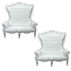 Chaise de trône en bois de luxe chaise de trône de mariée et de marié d'hôtel couleur blanche pour l'événement d'hôtel et les meubles de mariage - Product Image 2