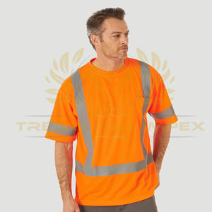 Camisa de trabajo de algodón reflectante de alta visibilidad para hombre, chaleco de manga corta con hombros caídos al por mayor con soporte de logotipo personalizado - Product Image 1