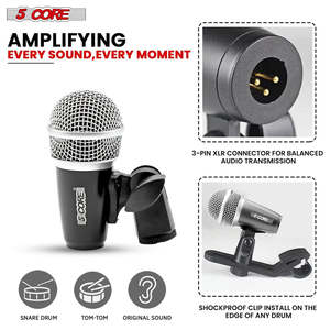 5 Core Conga Mic Snare Tom Microphone Drum Kit <b>Condenser</b> XLR Instrument Mics - Product Image 6