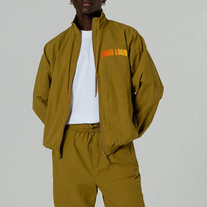 Ensemble coupe-vent pour homme avec logo personnalisé et fermeture éclair à motif uni pour la saison hivernale-Survêtement de fitness imperméable grande taille écologique - Product Image 2