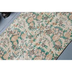 Alfombra turca Vintage Beige verde 3,1X4 pies clásico área grande lana felpa pila altura Rectangular Patchwork para pasillo látex - Product Image 5