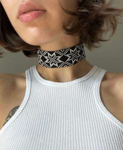 Bufanda con cuentas occidental única de alta calidad, collar gargantilla con cuentas de semillas de vidrio, pañuelo con cuentas de flecos hecho a mano - Product Image 6